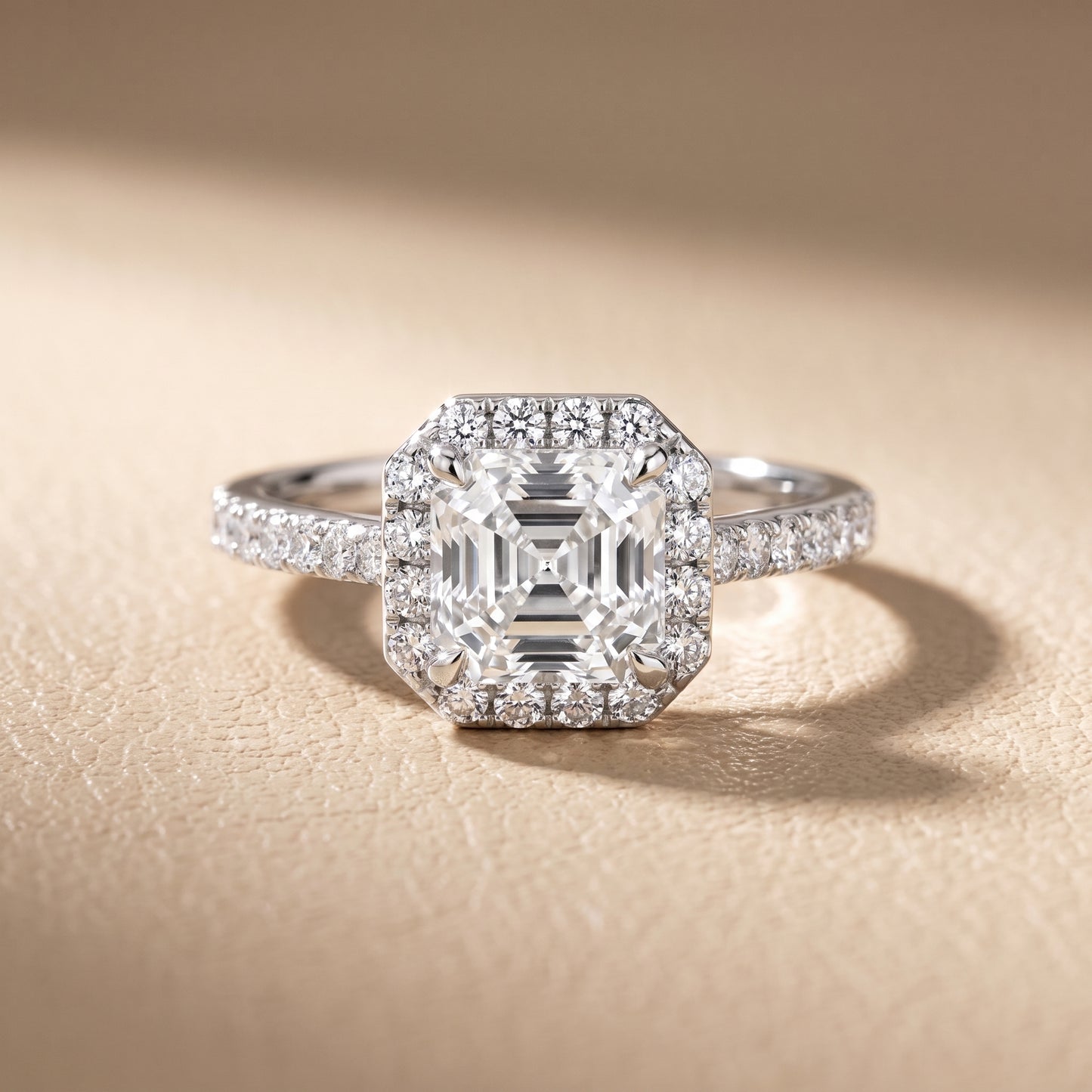 Alma Halo Pavé Asscher Diamond Ring in Silver - front.jpg