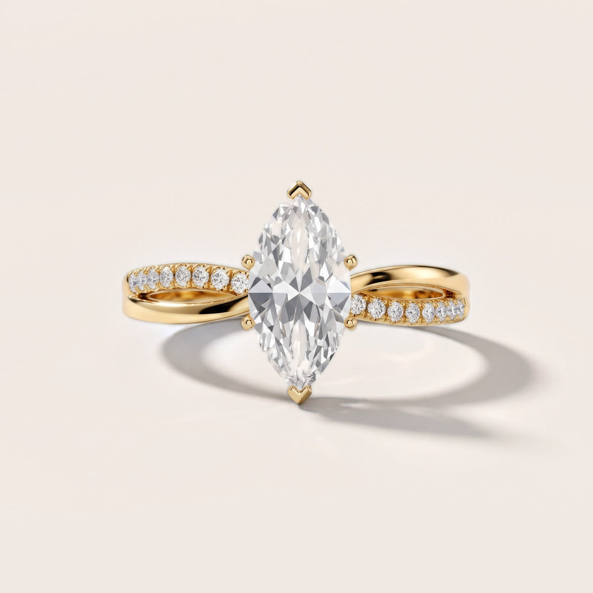 Alida Split Shank Pavé Marquise Diamond Engagement Ring in Yellow Gold - front.jpg