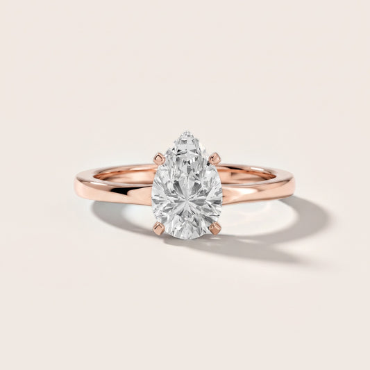 Matilda Cathedral Solitaire Pear Diamond Engagement Ring in Rose Gold