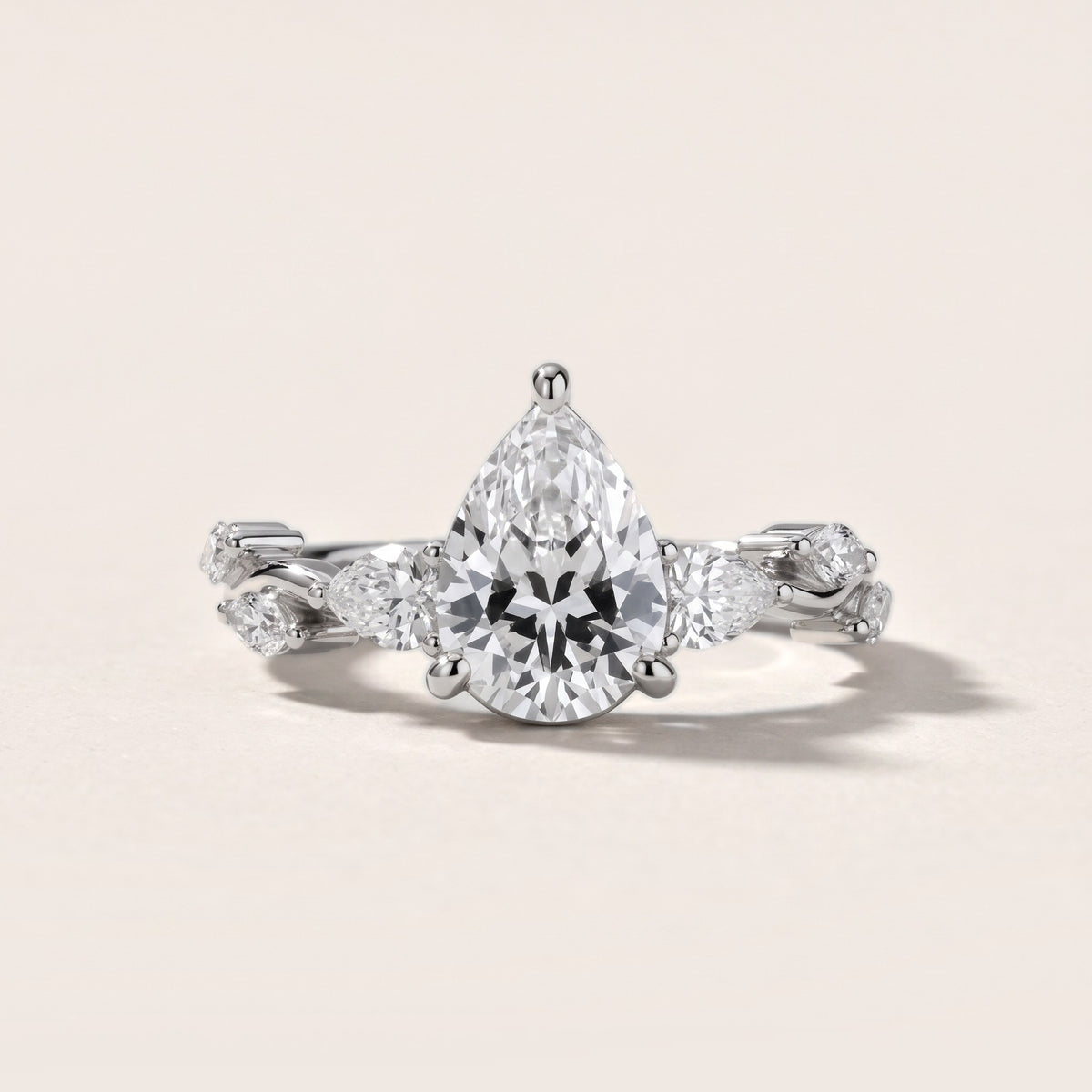 Marnie Vine Garland Pear Diamond Engagement Ring in Silver - front.jpg