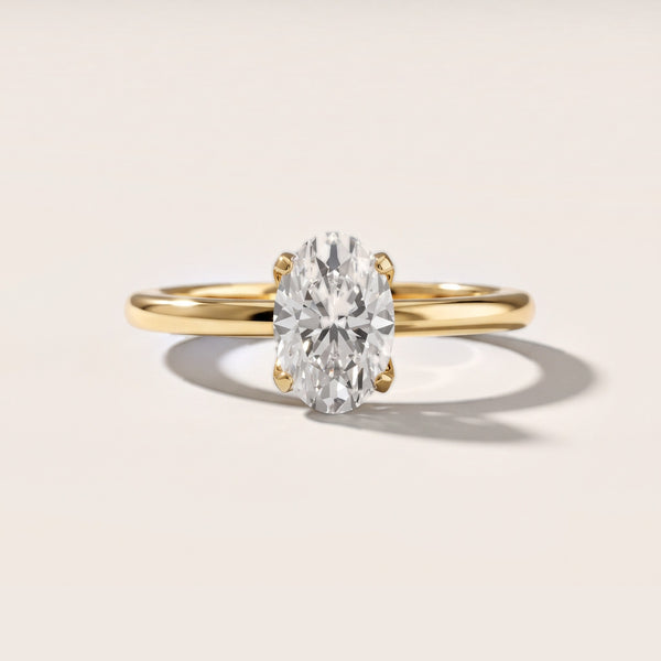 Flora Guardian Solitaire Oval Diamond Engagement Ring in Yellow Gold