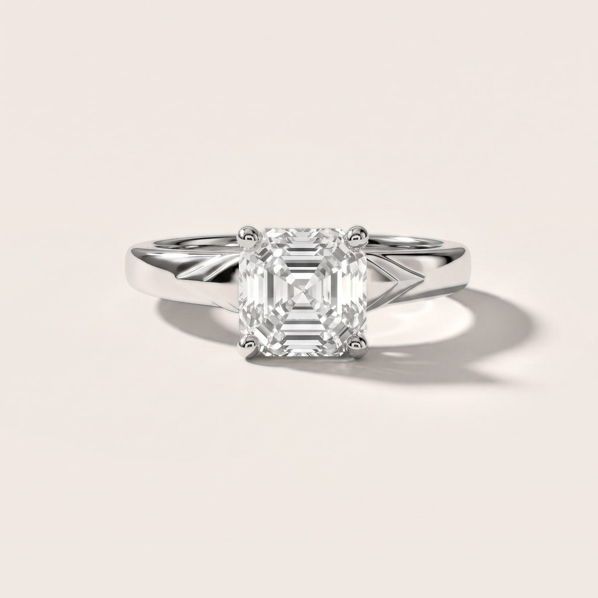 Jana Engraved Asscher Diamond Engagement Ring in Silver - front.jpg