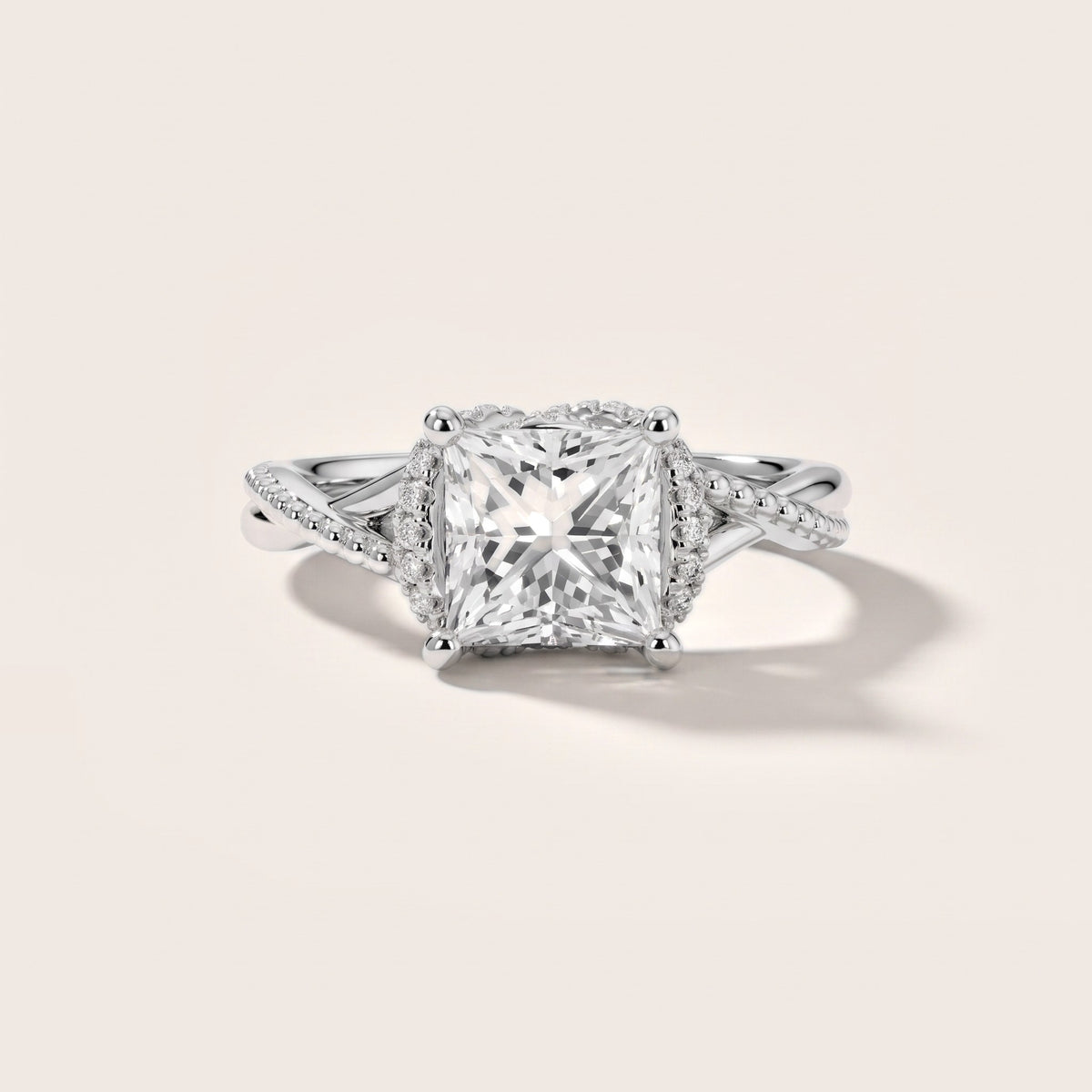 Aileen Hidden Halo Milgrain Princess Diamond Engagement Ring in Platinum - front.jpg