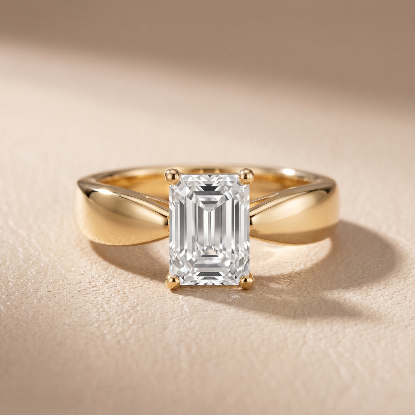 Talia Solitaire Twist Emerald Diamond Engagement Ring in Yellow Gold - front.jpg