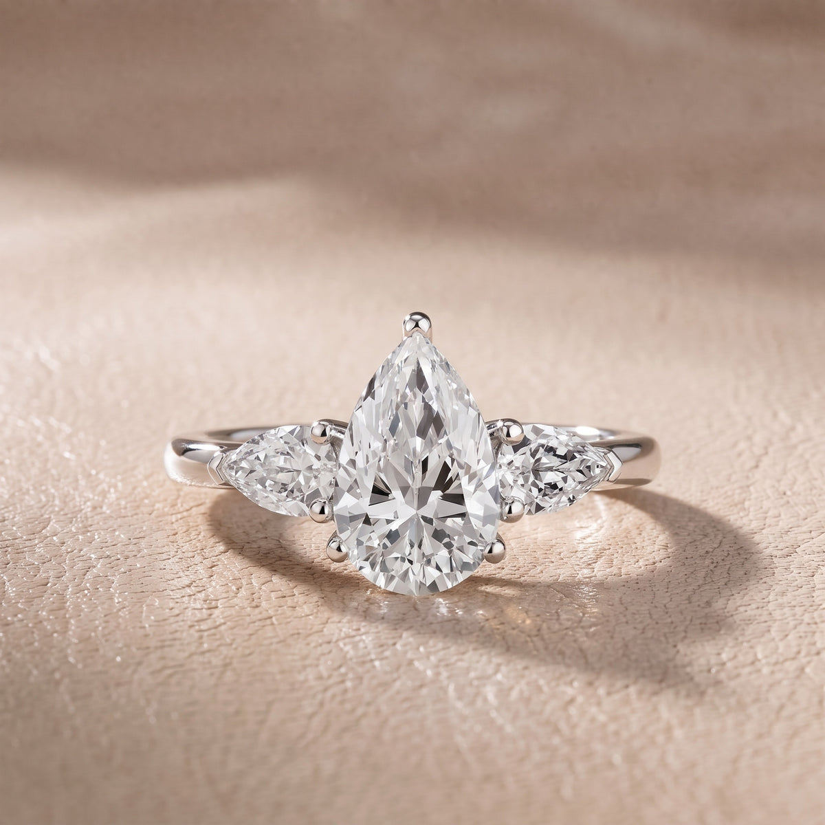 Sophia Three-Stone Pear Diamond Engagement Ring in White Gold - front.jpg
