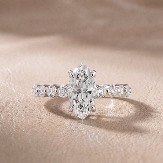 Piper Sidestone Marquise Diamond Engagement Ring in White Gold - front.jpg
