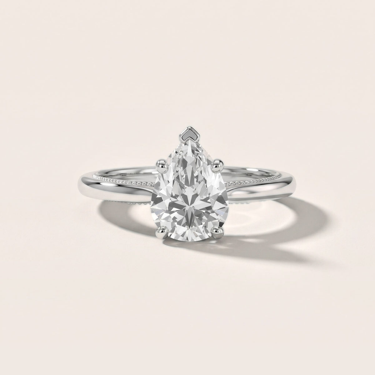 Lowell Hidden Halo Milgrain Pear Diamond Engagement Ring in Platinum - front.jpg