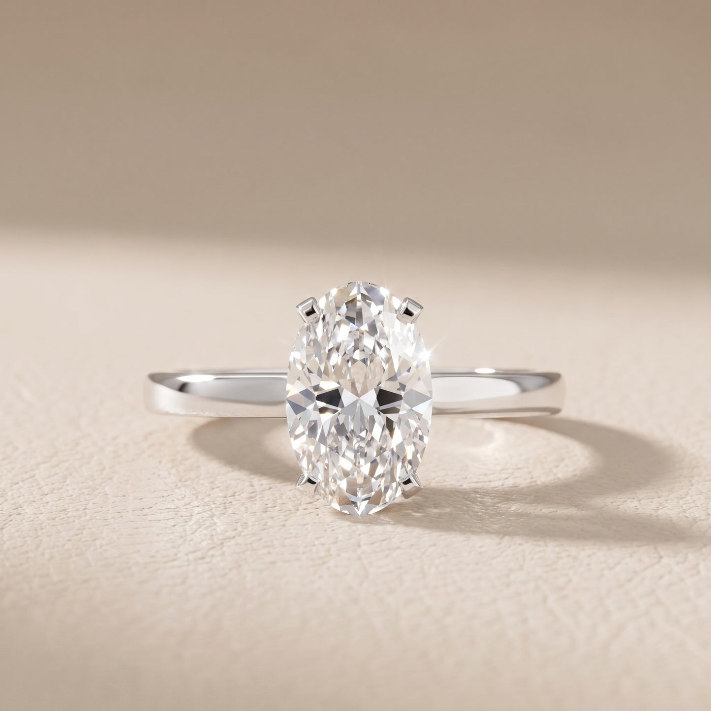 Liana Solitaire Claw Prong Oval Diamond Engagement Ring in White Gold - front.jpg