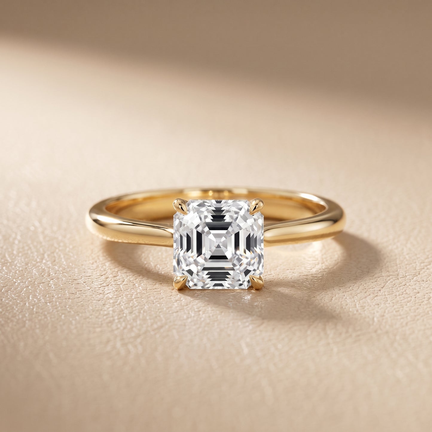 Evie Solitaire Six-Prong Asscher Diamond Engagement Ring in Yellow Gold - front.jpg