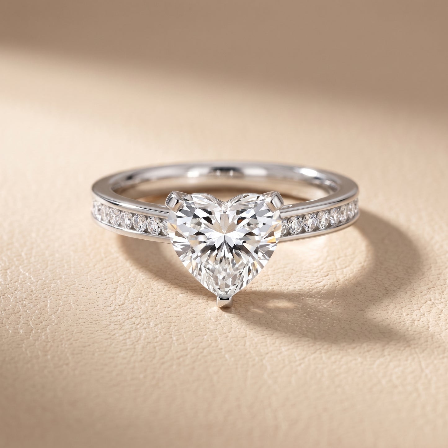 Tessa Solitaire Channel Set Heart Diamond Engagement Ring in Platinum - front.jpg
