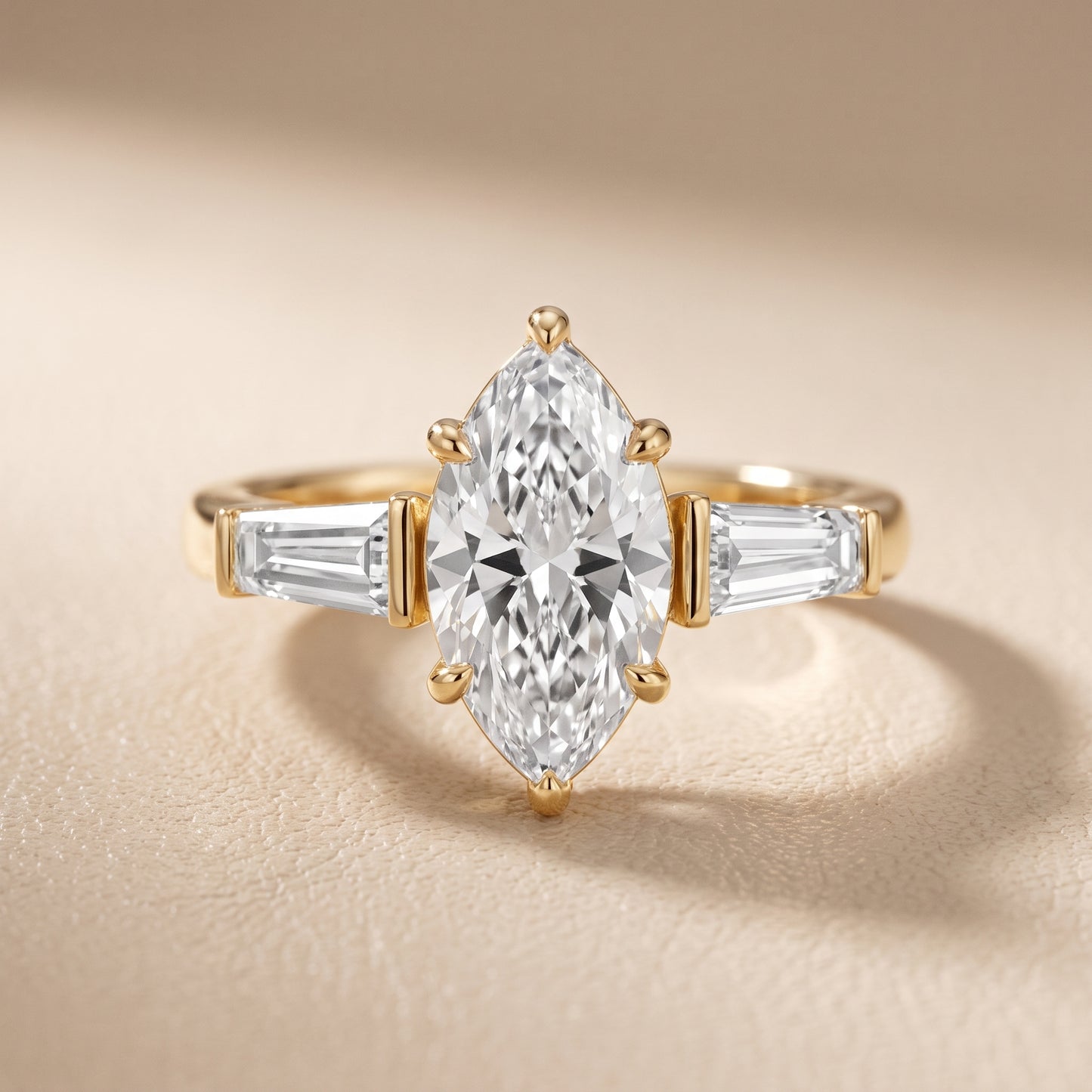 Layla Tapered Baguette Marquise Diamond Ring in Yellow Gold - front.jpg