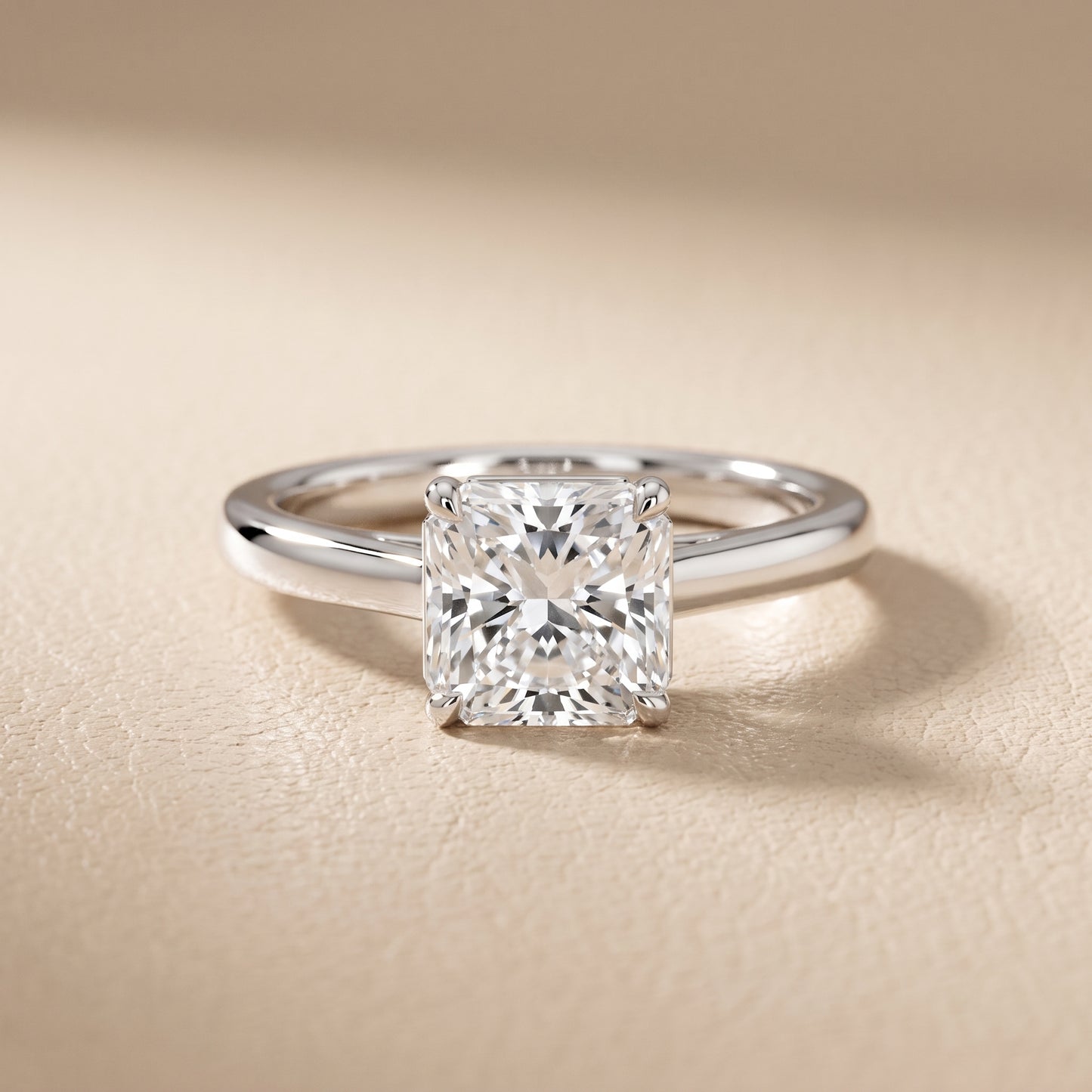 Sadie Cathedral Solitaire Radiant Diamond Ring in White Gold - front.jpg