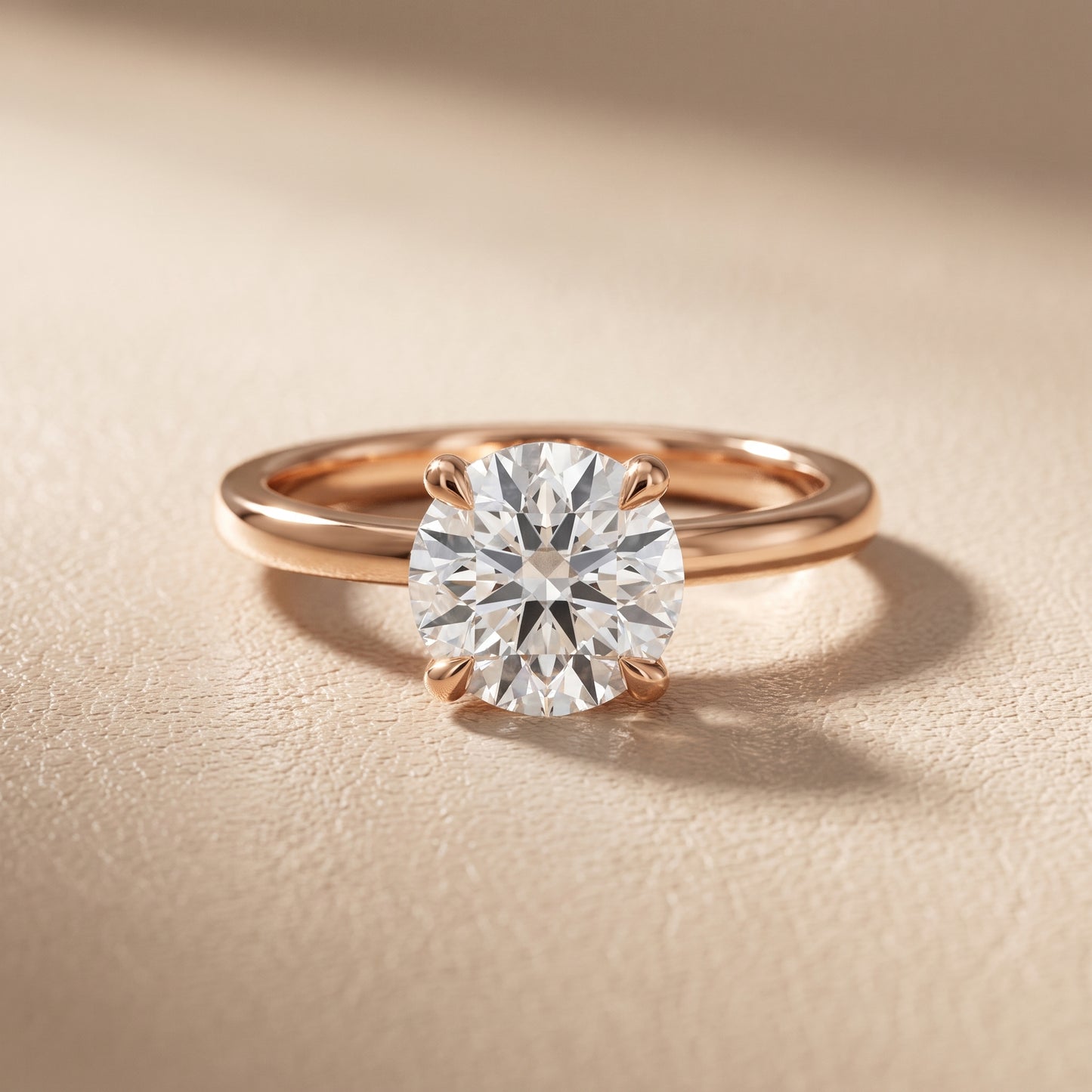 Nella Petite Solitaire Round Diamond Engagement Ring in Rose Gold - front.jpg