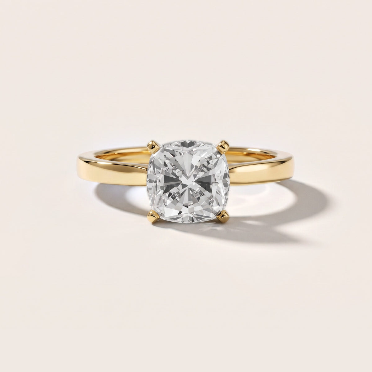 Cicely Solitaire Cathedral Cushion Diamond Engagement Ring in Yellow Gold - front.jpg