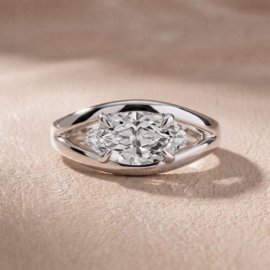 Madeleine Split Shank Marquise Diamond Engagement Ring in Platinum - front.jpg