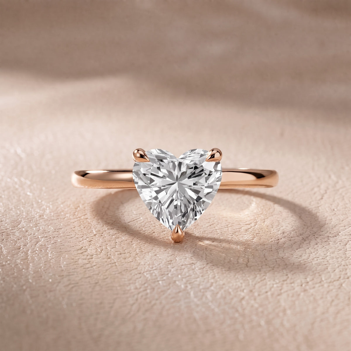 Nella Petite Solitaire Heart Diamond Engagement Ring in Rose Gold - front.jpg