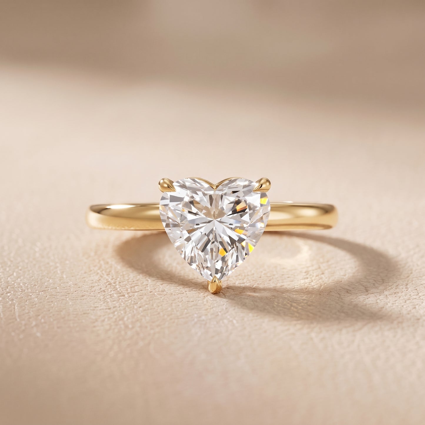 Lyla Petite Solitaire Heart Diamond Engagement Ring in Yellow Gold - front.jpg