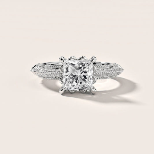 Chiara Vintage Milgrain Princess Diamond Engagement Ring in Platinum [studio-20261024]