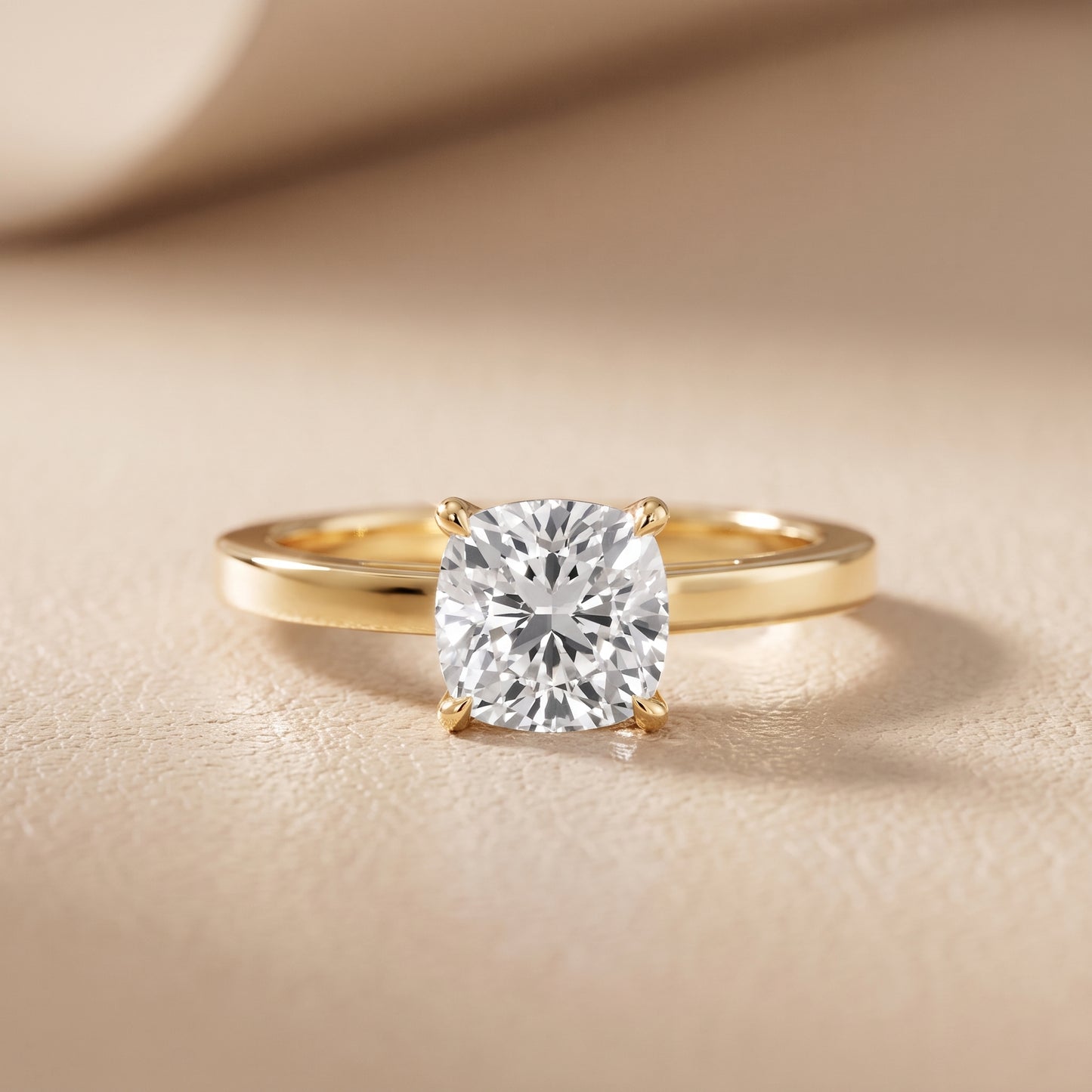 Kaia Solitaire Cushion Diamond Ring in Yellow Gold - front.jpg