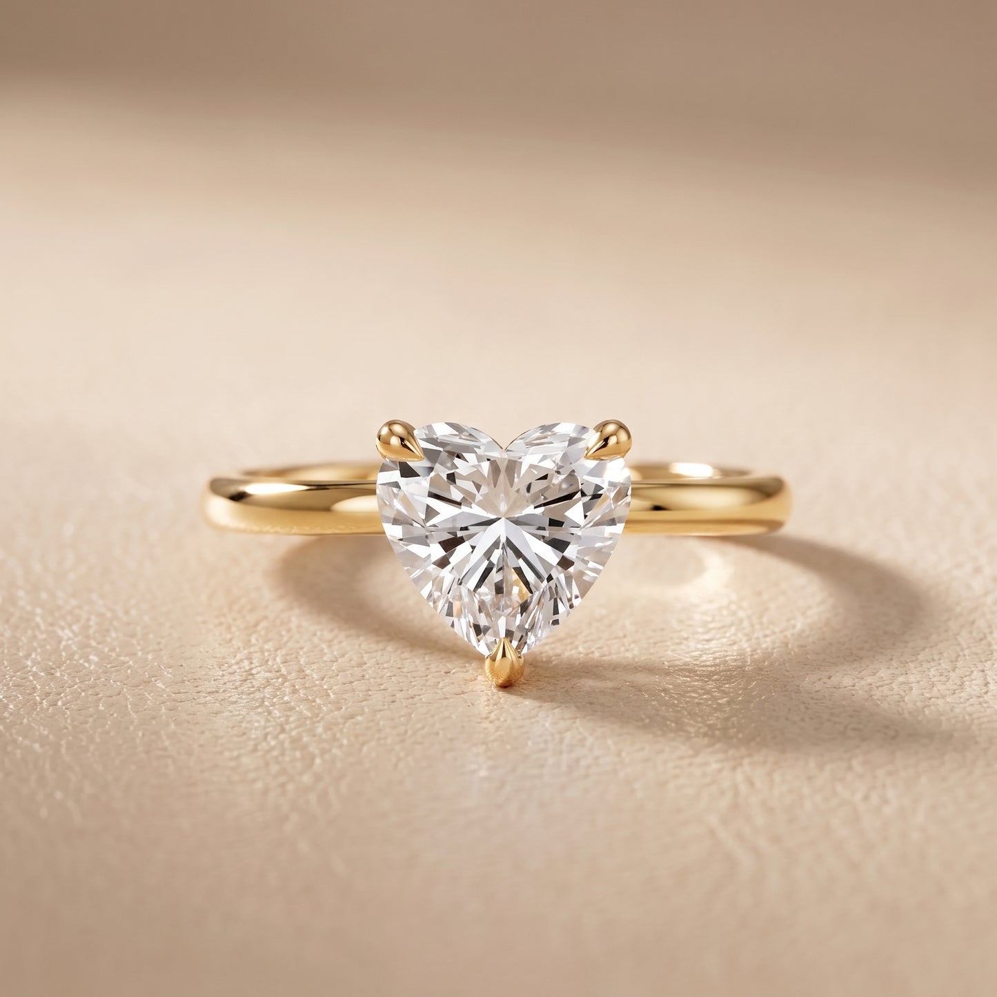 Nella Petite Solitaire Heart Diamond Engagement Ring in Yellow Gold - front.jpg