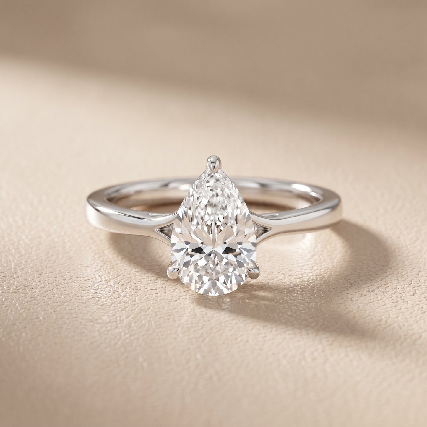 Anais Trellis Solitaire Pear Diamond Engagement Ring in Platinum - front.jpg