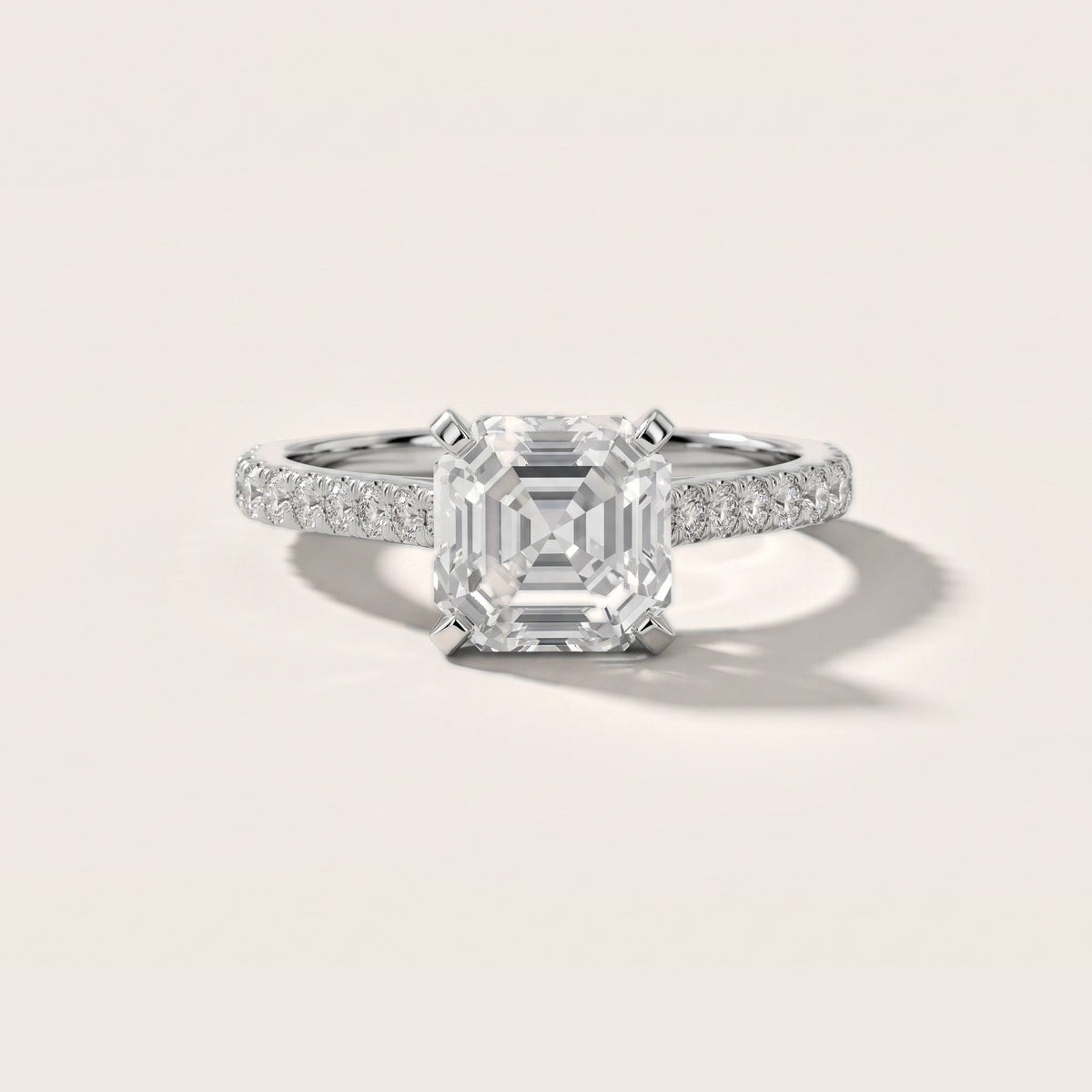 Elsa Cathedral Pavé Asscher Diamond Engagement Ring in Silver - front.jpg