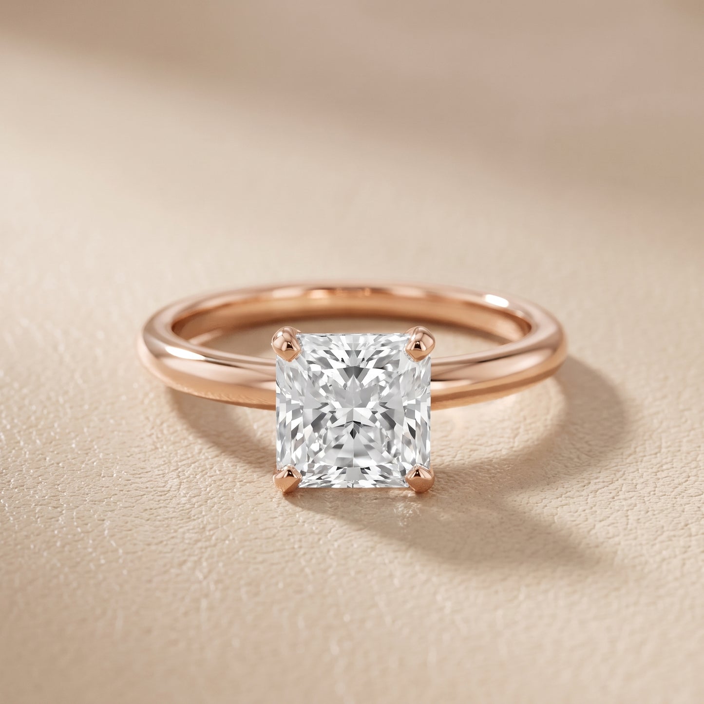 Wren Solitaire Radiant Diamond Ring in Rose Gold - front.jpg