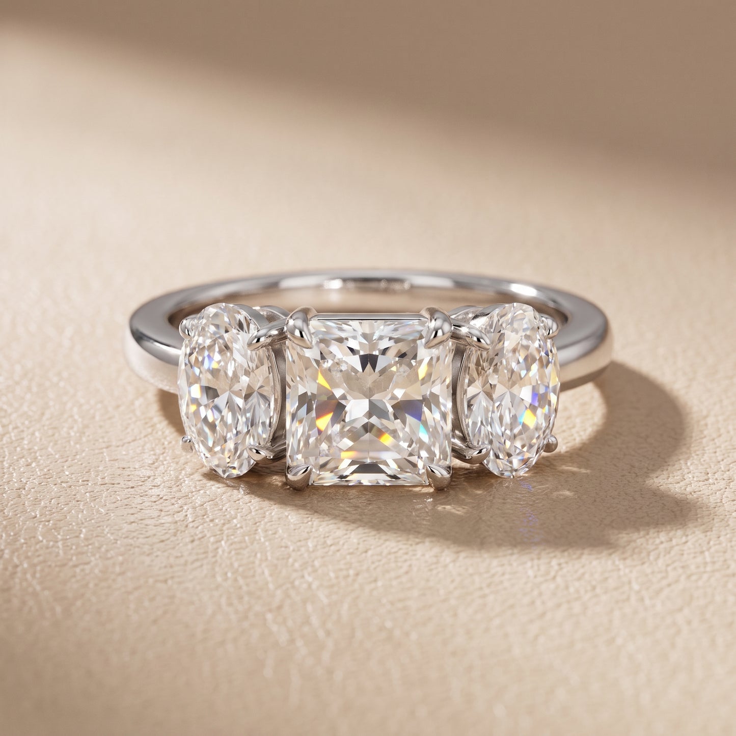 Lila Three-Stone Radiant Diamond Ring in Silver - front.jpg
