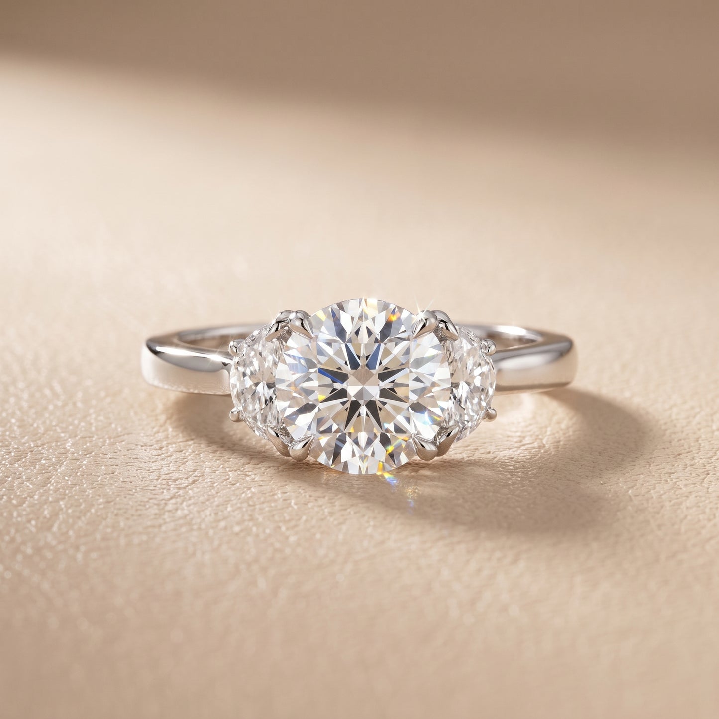 Romy Three-Stone Round Diamond Engagement Ring in Platinum - front.jpg