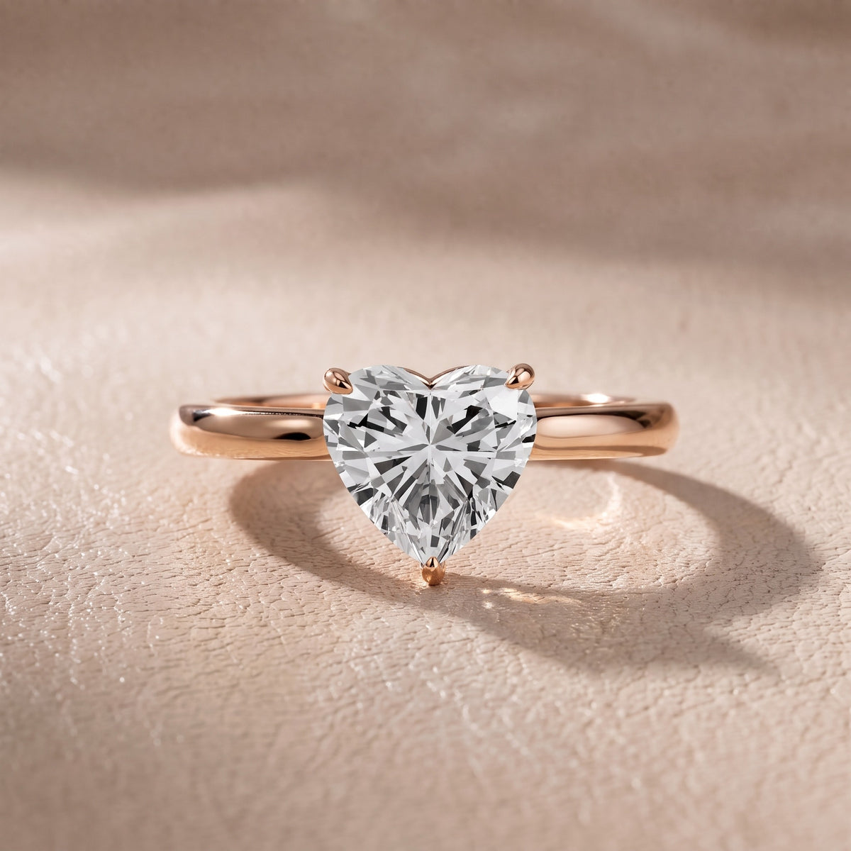 Kalia Knife Edge Solitaire Heart Diamond Engagement Ring in Rose Gold - front.jpg