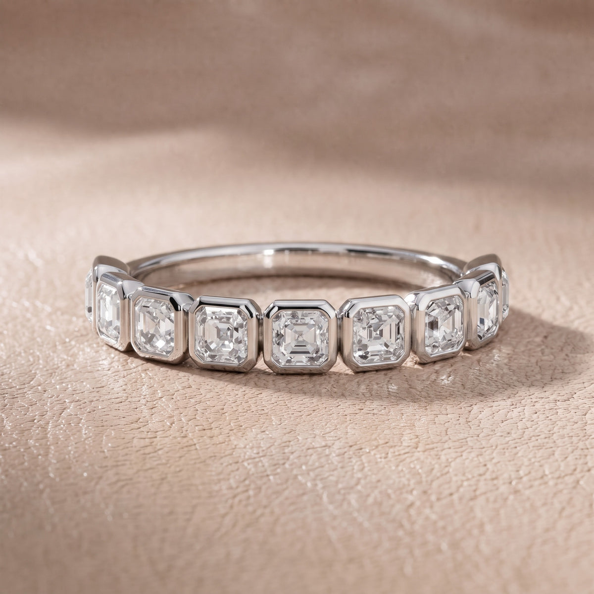 Scarlett Bezel Asscher Diamond Half Eternity Band in White Gold - front.jpg