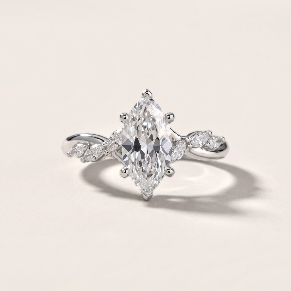 Cathy Leaf Twist Marquise Diamond Engagement Ring in Platinum - front.jpg