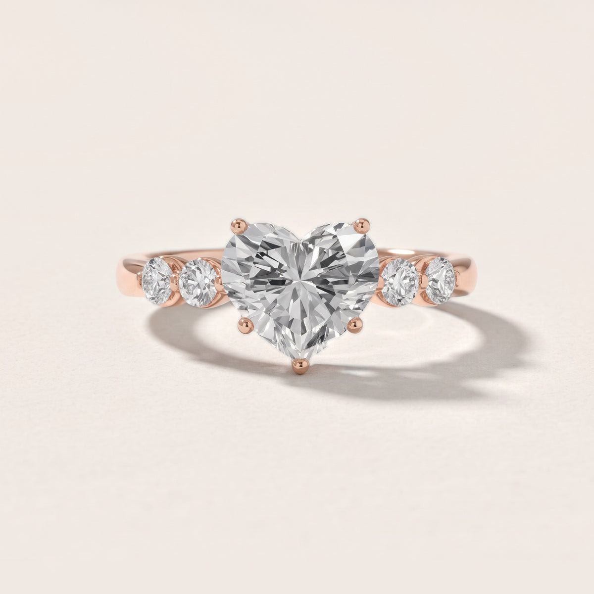 Vienna Floating Five-Stone Heart Diamond Engagement Ring in Rose Gold - front.jpg