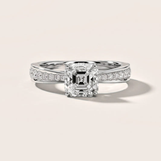 Rhea Sidestone Pavé Asscher Diamond Engagement Ring in Platinum [studio-20261024]