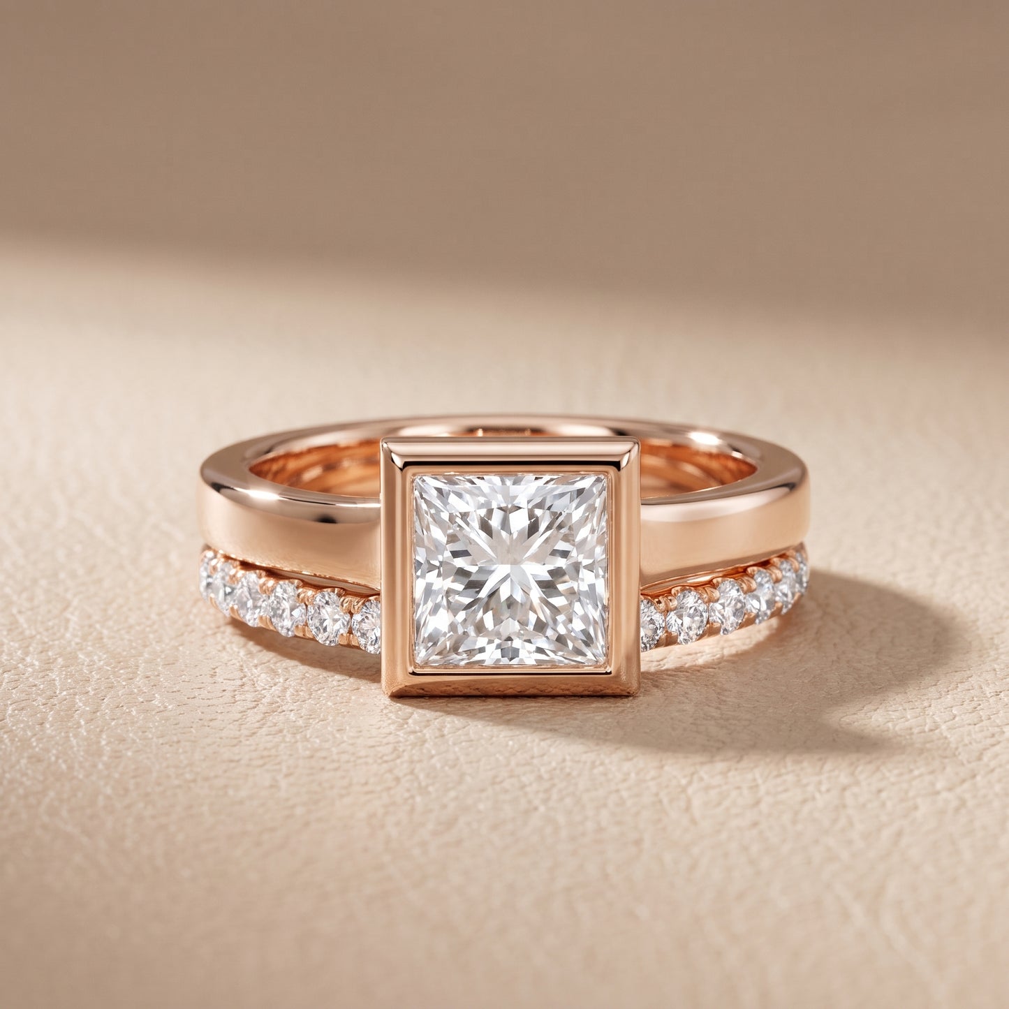 Ayla Bezel Bypass Princess Diamond Ring in Rose Gold - front.jpg
