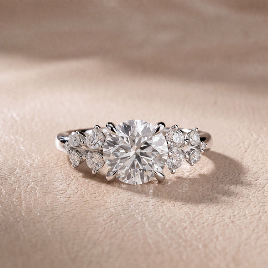 Mirabelle Cluster Round Diamond Engagement Ring in Platinum - front.jpg