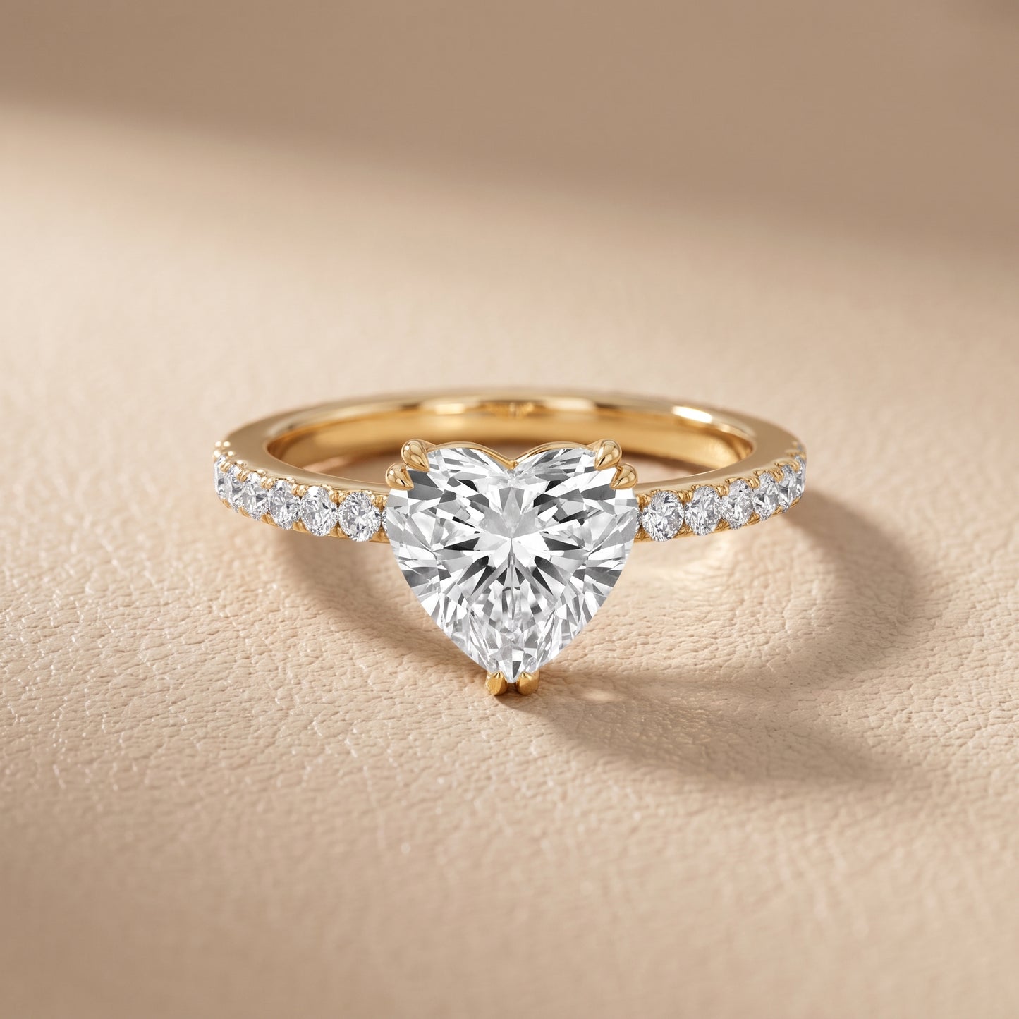 Novara Solitaire Pavé Heart Diamond Ring in Yellow Gold - front.jpg
