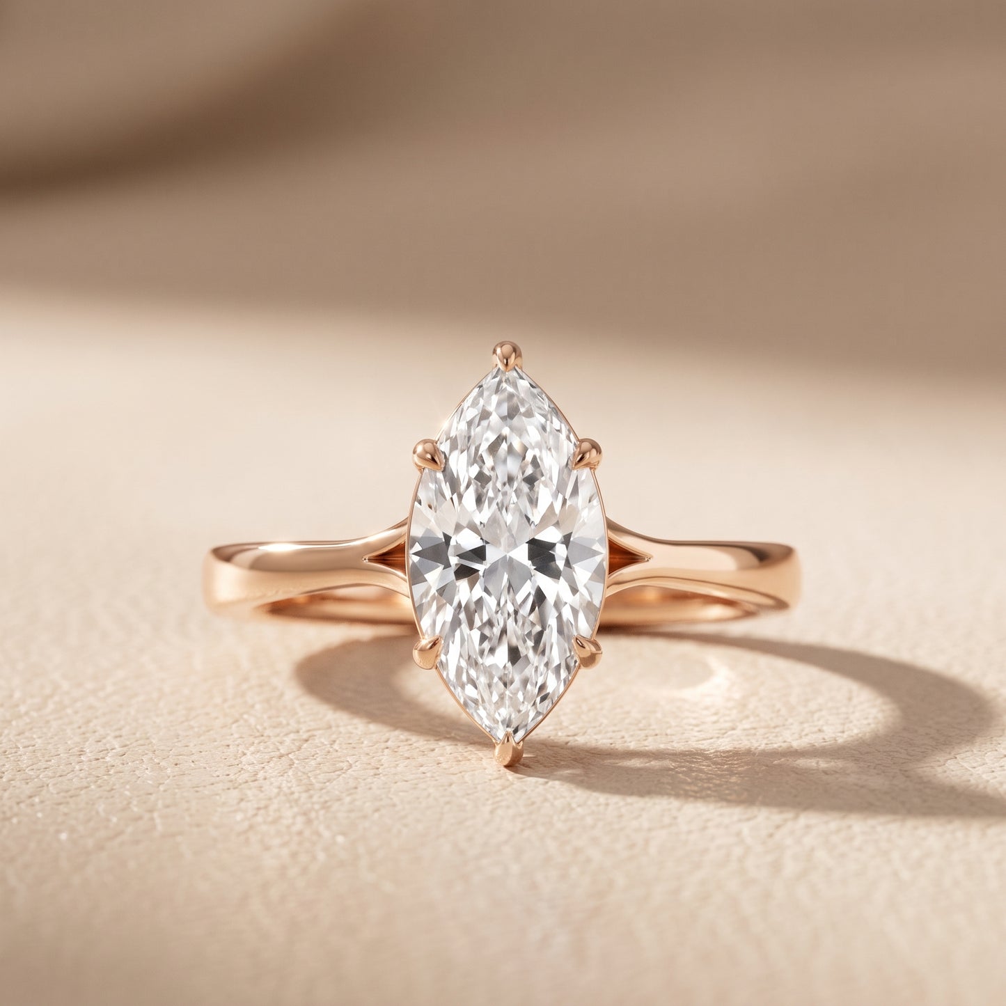 Anais Trellis Solitaire Marquise Diamond Engagement Ring in Rose Gold - front.jpg