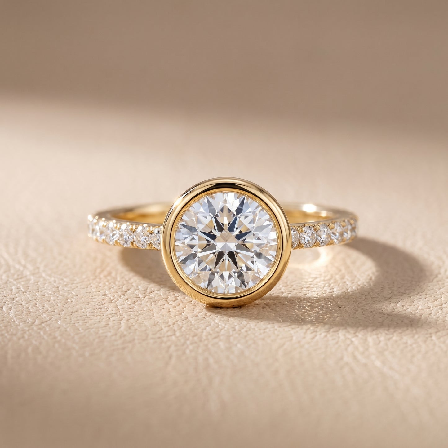 Cora Bezel Pavé Round Diamond Ring in Yellow Gold - front.jpg