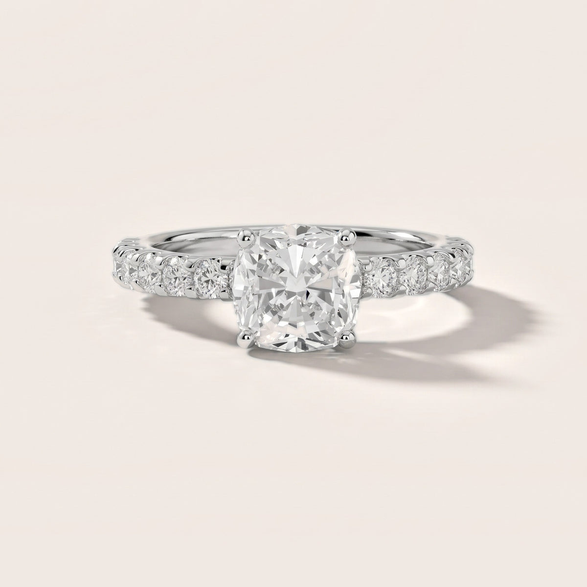 Luisa Pavé Cushion Diamond Engagement Ring in Silver - front.jpg