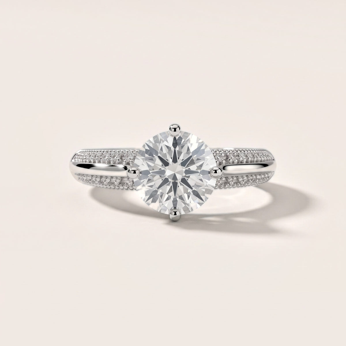 Gillian Vintage Split Shank Round Diamond Engagement Ring in Platinum - front.jpg