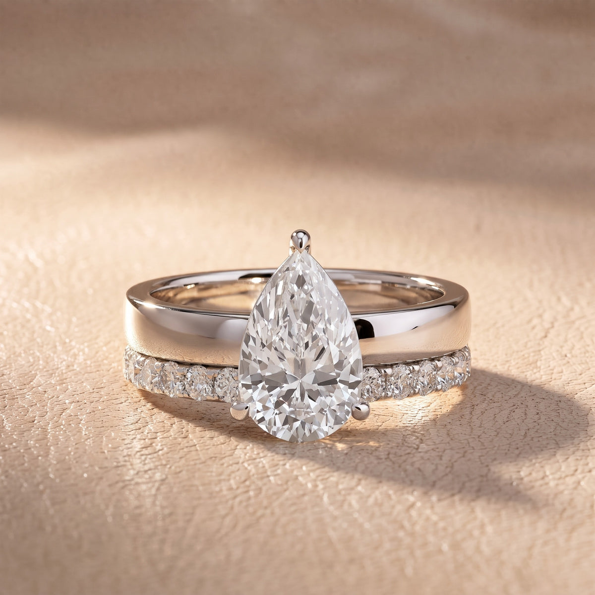 Josephine Split Shank Pavé Pear Diamond Engagement Ring in White Gold - front.jpg