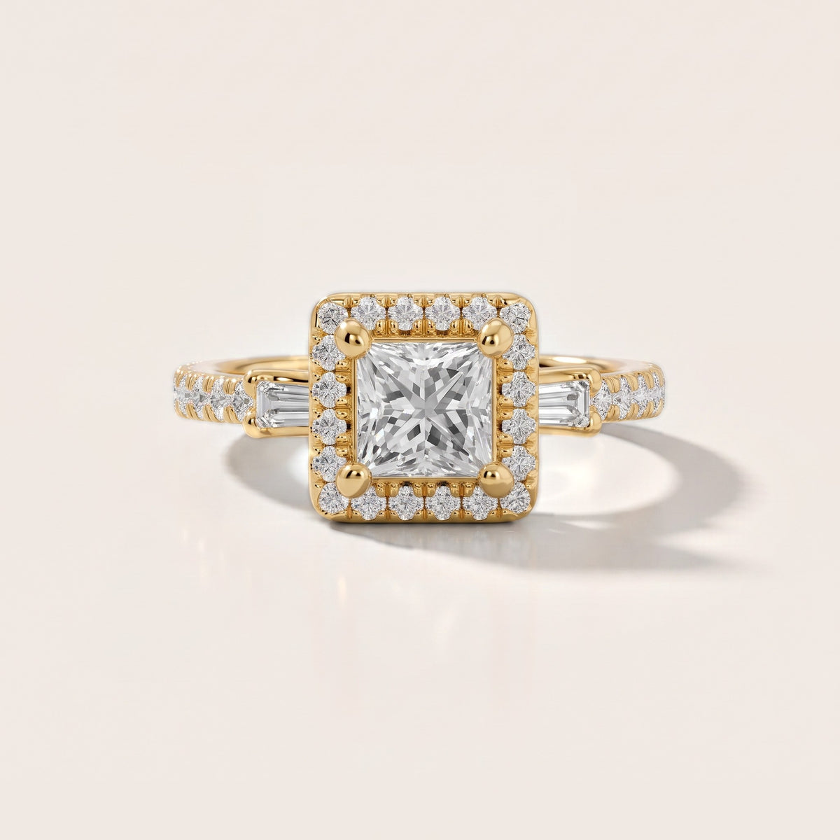 Provo Baguette Halo Princess Diamond Engagement Ring in Yellow Gold - front.jpg