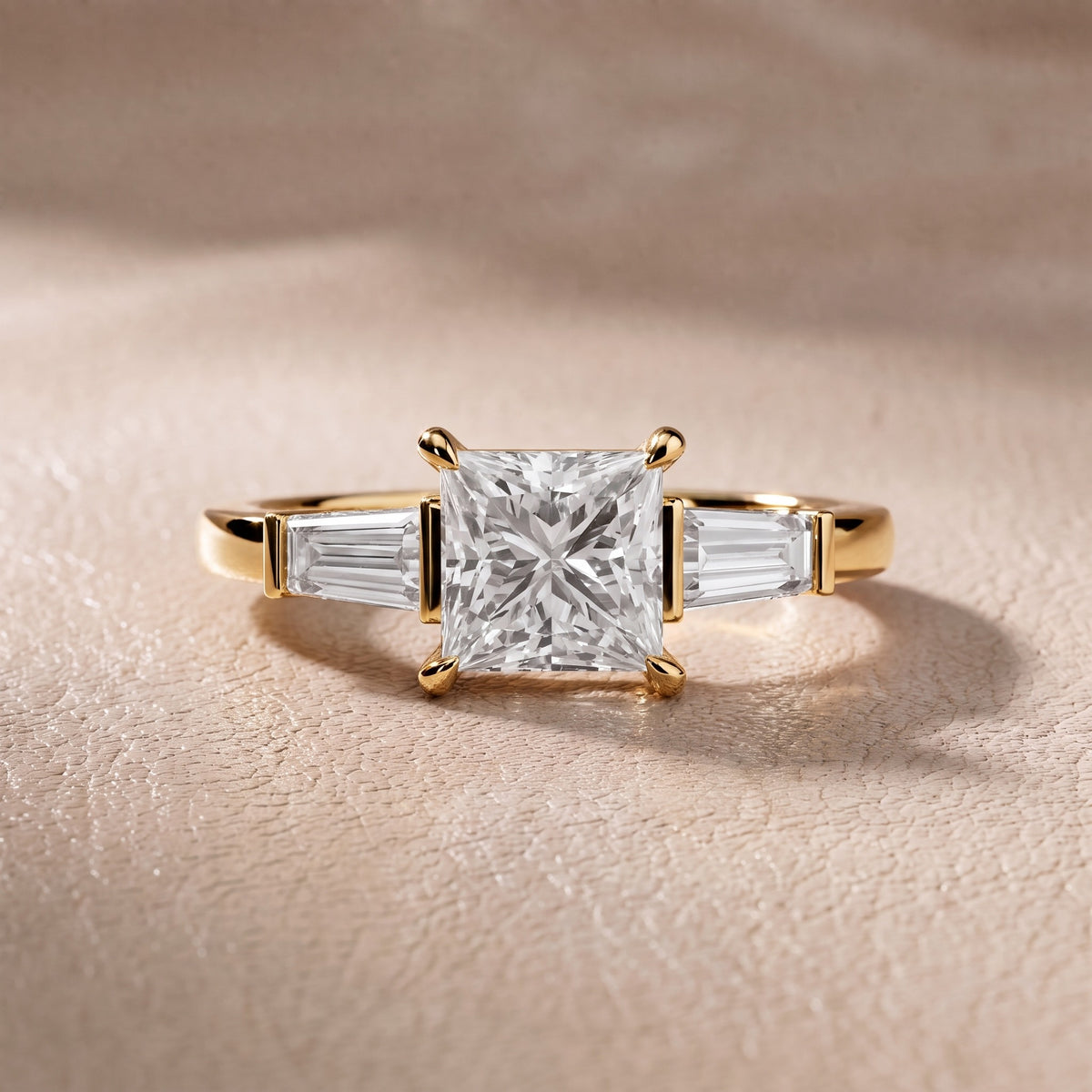 Eloise Tapered Baguette Princess Diamond Engagement Ring in Yellow Gold - front.jpg