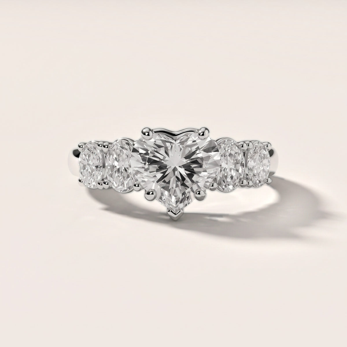 Judith Statement Five-Stone Heart Diamond Engagement Ring in White Gold - front.jpg