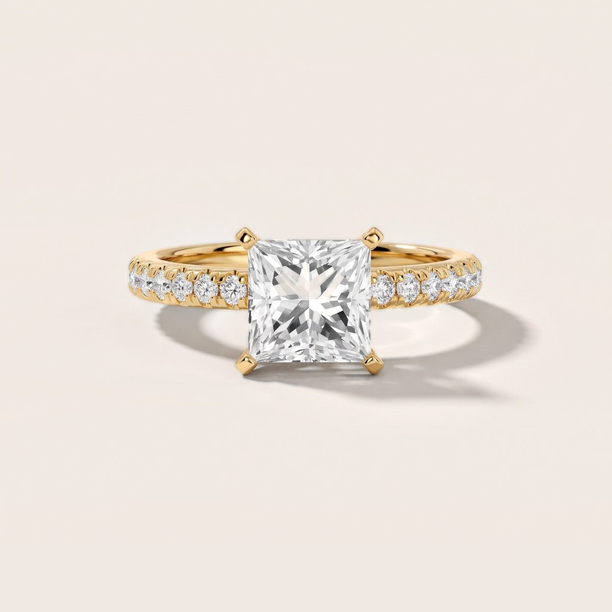 Raquel Scalloped Pavé Princess Diamond Engagement Ring in Yellow Gold - front.jpg