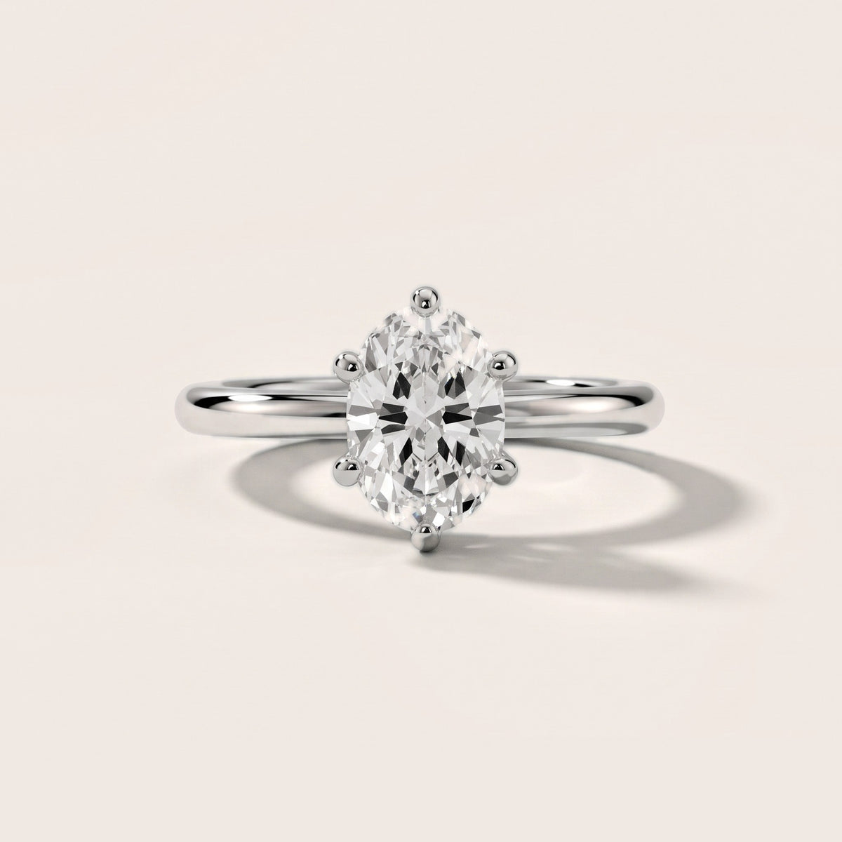 Agatha Solitaire Cathedral Oval Diamond Engagement Ring in Silver - front.jpg