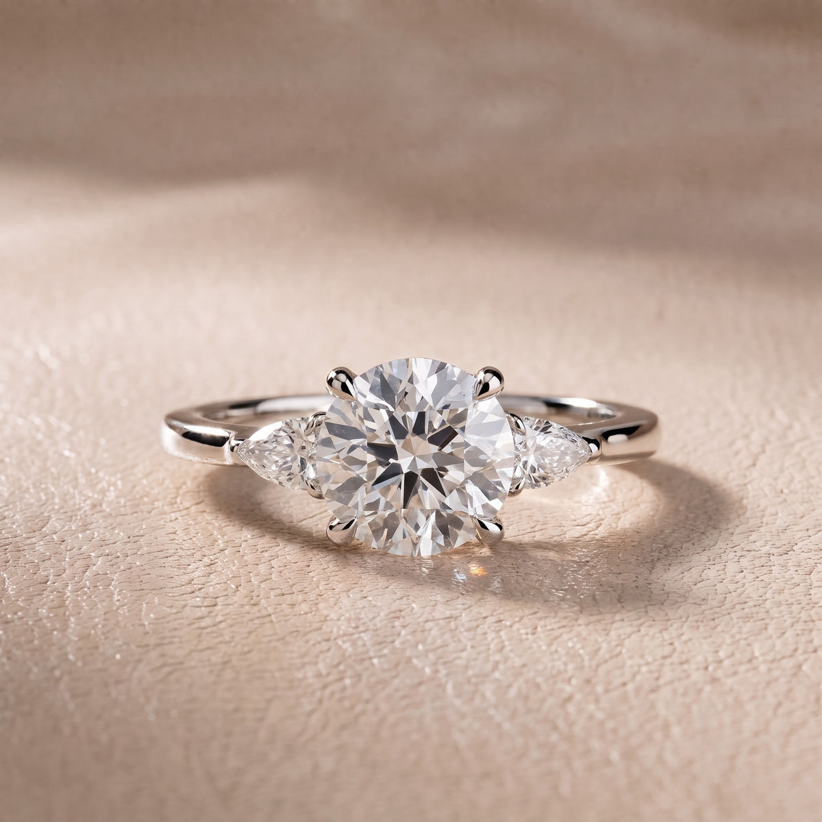 Leila Three-Stone Round Diamond Engagement Ring in White Gold - front.jpg