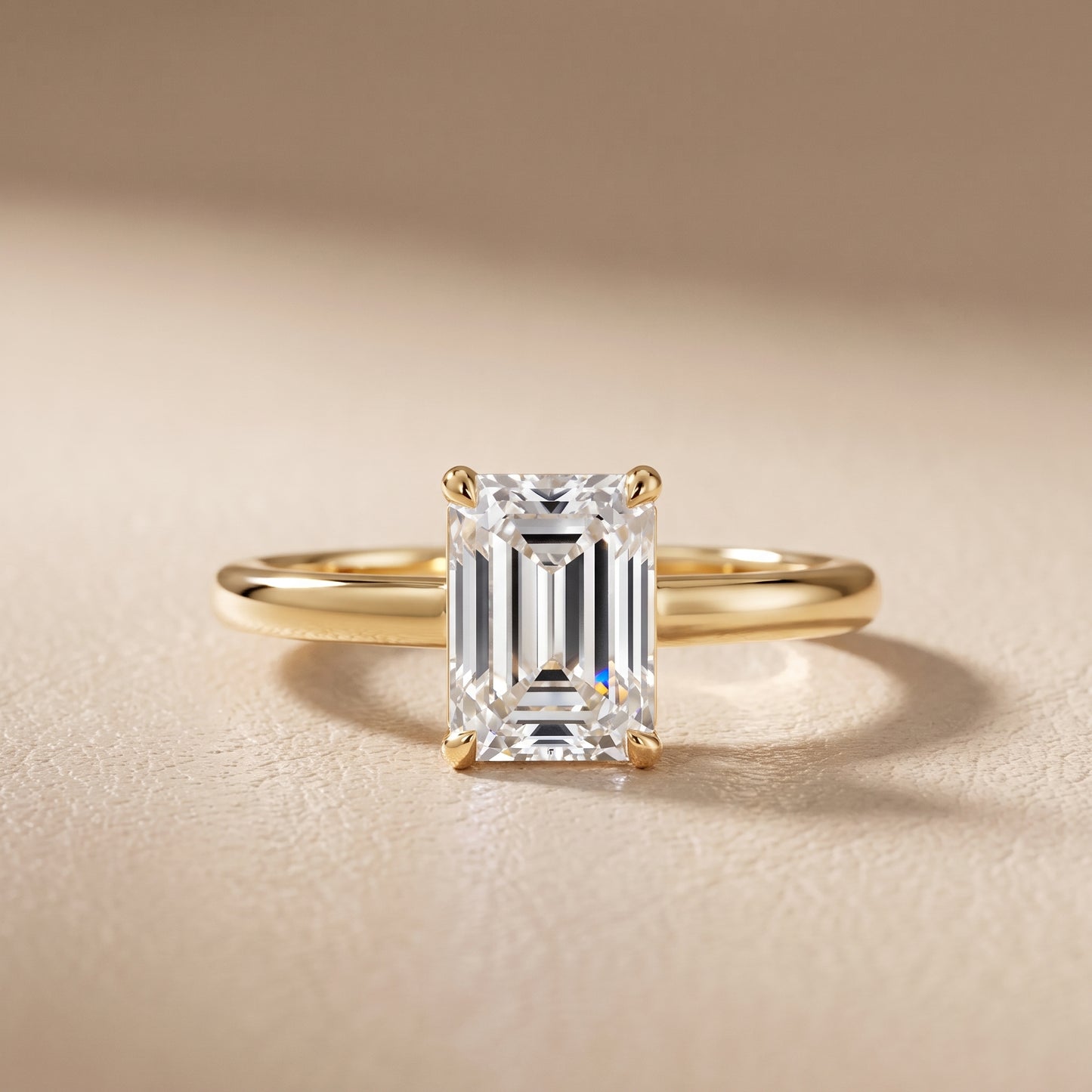 Sadie Cathedral Solitaire Emerald Diamond Ring in Yellow Gold - front.jpg