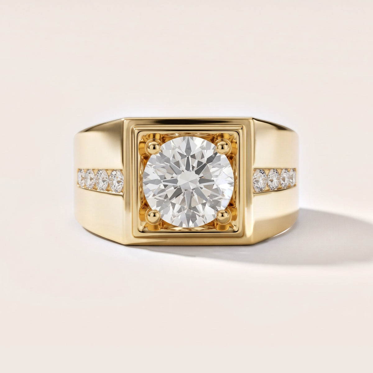 Orem Wide Band Channel Set Round Diamond Engagement Ring in Yellow Gold - front.jpg